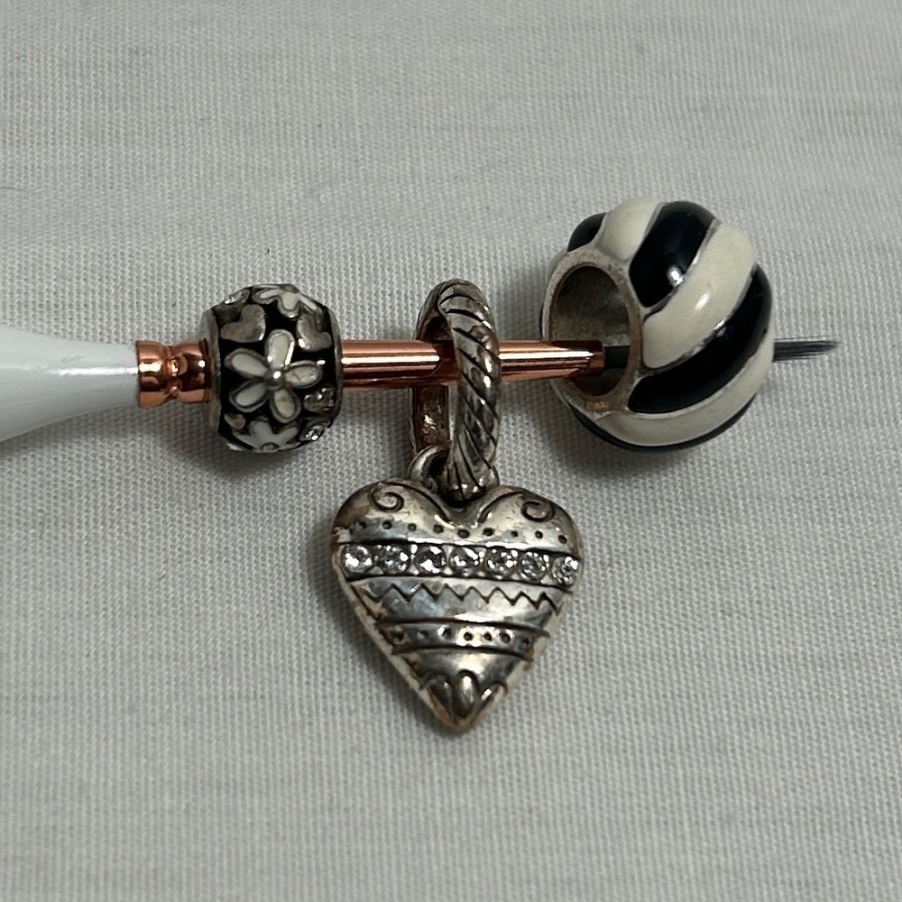 Brighton Charm Spacers Lot of 3 Silver Plated Enamel Crystals
